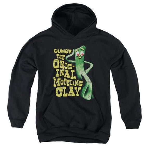 Trevco Gumby-So Punny Youth Pull-Over Hoodie- Black - Small