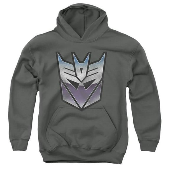 Trevco  HBRO129-YFTH-1 Transformers & Vintage Decepticon Logo-Youth Pull-Over Hoodie, Charcoal - Small