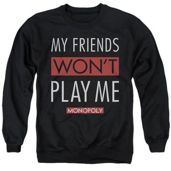 Trevco HBRO135-AS-3 Monopoly & My Friends Adult Crewneck Sweatshirt, Black - Large