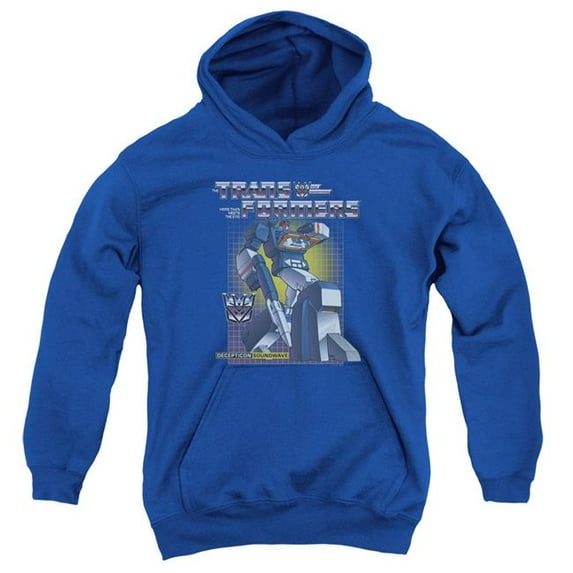 Trevco HBRO151-YFTH-3 Transformers & Soundwave Print Youth Hooded Sweatshirt, Royal Blue - Large