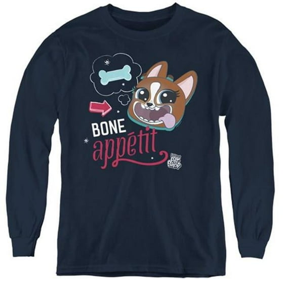 Trevco HBRO158-YL-4 Littlest Pet Shop & Bone Appetit Youth Long Sleeve T-Shirt, Navy - Extra Large