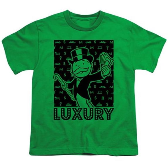 Trevco HBRO164-YT-1 Monopoly & Luxury 18 by 1 Youth Long Sleeve T-Shirt, Kelly Green - Small
