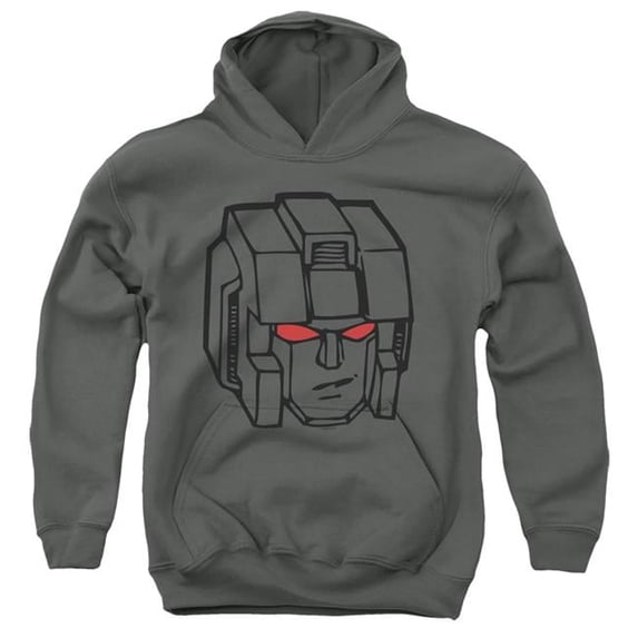 Trevco HBRO198-YFTH-1 Transformer Starscream Head-Youth Pull-Over Hoodie, Charcoal - Small