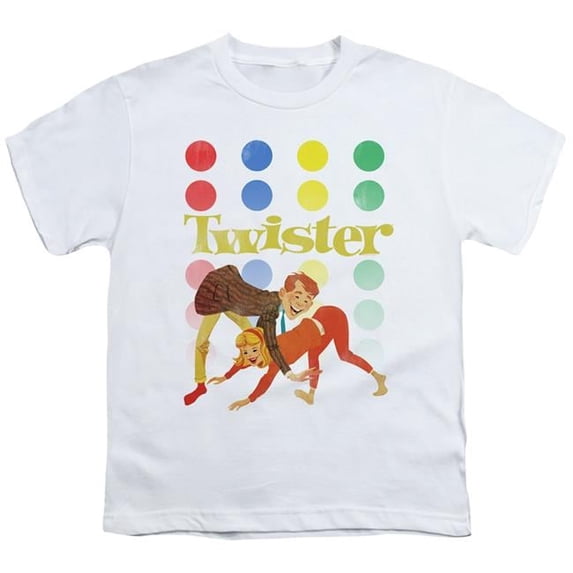 Trevco HBRO241-YT-1 Twister & Old School Twister-Short Sleeve Youth 18-1 T-Shirt, White - Small