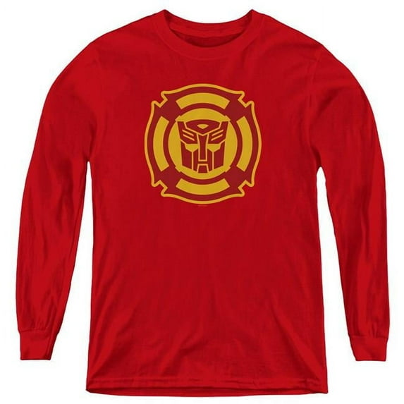Trevco HBRO245C-YL-2 Transformers & Rescue Bots Logo-Youth Long Sleeve T-Shirt, Red - Medium