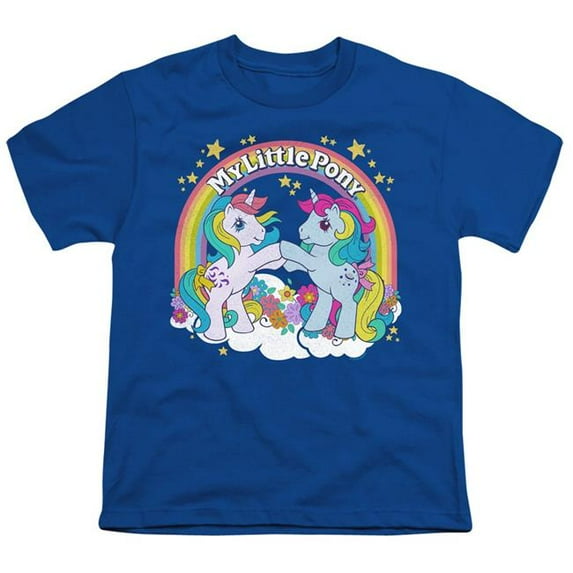 Trevco HBRO251-YT-4 My Little Pony Retro & Unicorn Fist Bump - Short Sleeve Youth 18-1 T-Shirt, Royal Blue - Extra Large