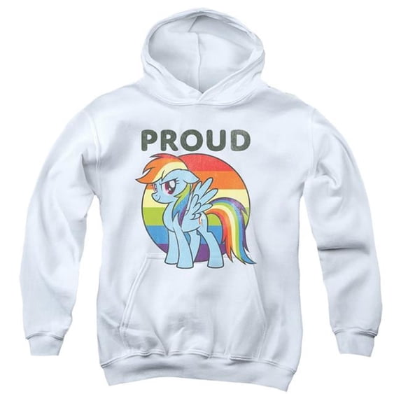 Trevco HBRO288-YFTH-3 My Little Pony TV & Proud-Youth Pull-Over Hoodie, White - Large