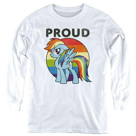 Trevco HBRO288-YL-3 My Little Pony TV & Proud-Youth Long Sleeve T-Shirt, White - Large