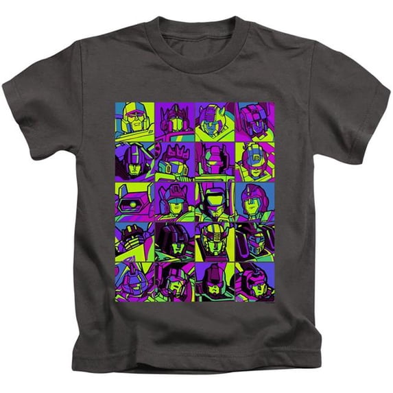 Trevco HBRO342B-KT-2 Transformers & Transformer Squares-Short Sleeve Juvenile 18-1 T-Shirt, Charcoal - Medium 5-6