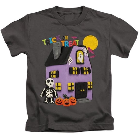 Trevco HBRO382-KT-1 Play Doh & Trick or Treat-Short Sleeve 18-1 Juvenile Sheer T-Shirt, Charcoal - Small 4