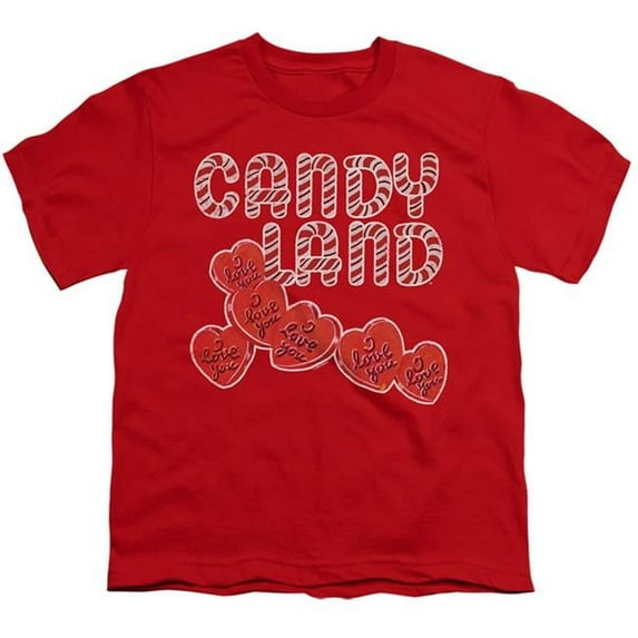 Trevco HBRO424-YT-1 Candy Land & I Love You-Short Sleeve 18-1 Youth T-Shirt, Red - Small
