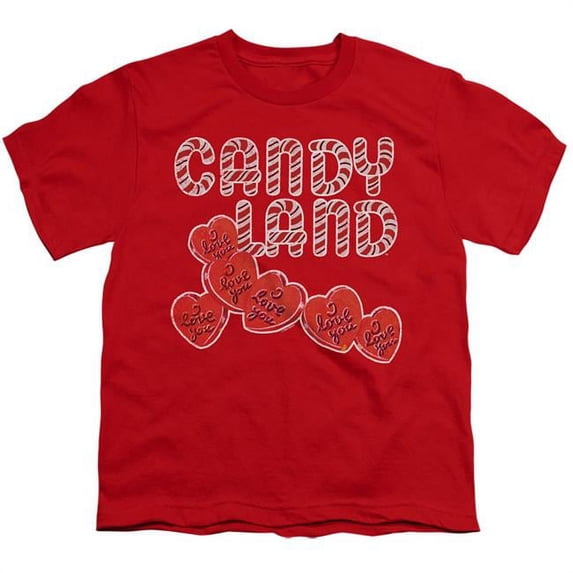 Trevco HBRO424-YT-3 Candy Land & I Love You-Short Sleeve 18-1 Youth T-Shirt, Red - Large