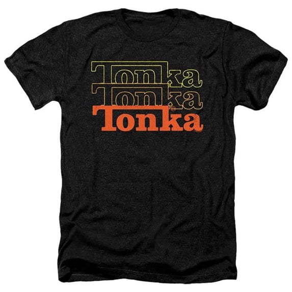 Trevco HBRO445-HA-4 Tonka & Fuzzed Repeat-Adult Heather T-Shirt, Black - Extra Large