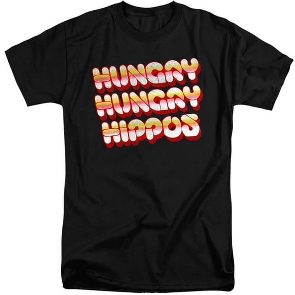 Trevco  HBRO453-ATT-6 Hungry Hungry Hippos & Hungry Vintage Logo-Short Sleeve 18-1 Adult Tall T-Shirt, Black - 3X