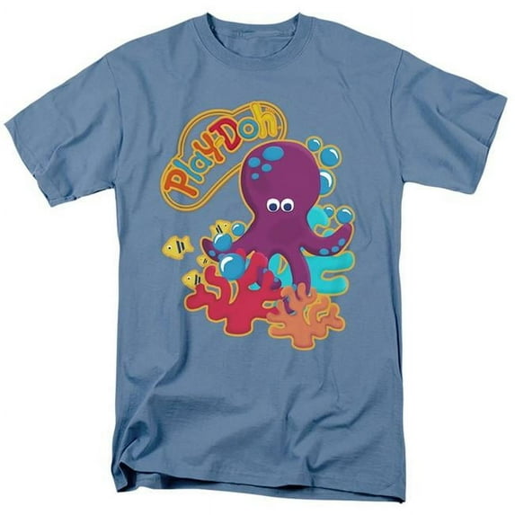 Trevco HBRO454-AT-1 Play Doh & Under the Sea-Short Sleeve 18-1 Adult T-Shirt, Carolina Blue - Small