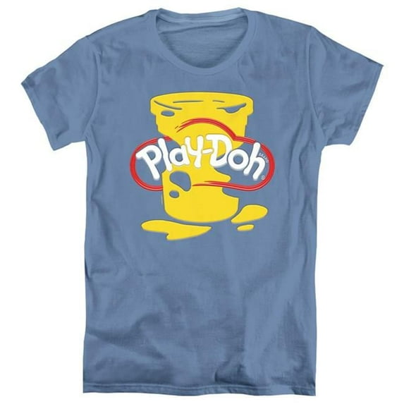 Trevco HBRO455-WT-3 Women Play Doh & Play Doh Messy Stencil Logo-Short Sleeve Tee, Carolina Blue - Large