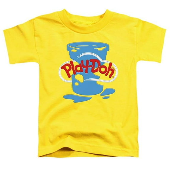 Trevco HBRO455B-TT-2 Play Doh & Play Doh Inverted Messy-Short Sleeve Toddler Tee, Yellow - Medium 3T