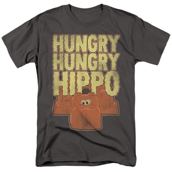 Trevco HBRO456-AT-6 Hungry Hungry Hippos & Hungry Hungry Hippo-Short Sleeve 18-1 Adult T-Shirt, Charcoal - 3X