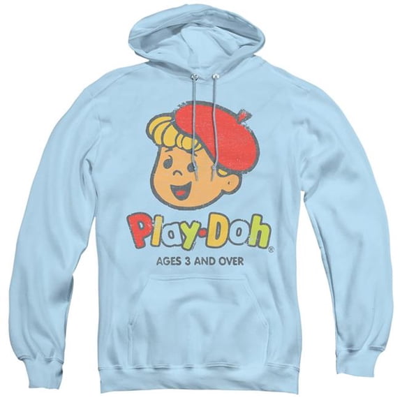 Trevco HBRO460-AFTH-1 Play Doh & Age 3 & Up-Adult Pull-Over Hoodie, Light Blue - Small