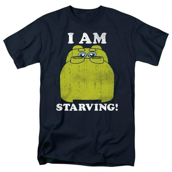 Trevco HBRO465-AT-6 Hungry Hungry Hippos & I Am Starving-Short Sleeve 18-1 Adult T-Shirt, Navy - 3X