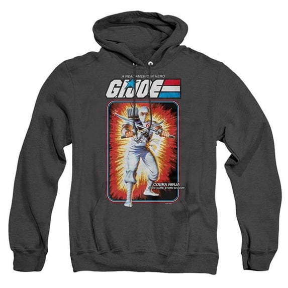 Trevco HBRO912-AHH-3 G.I. Joe & Storm Shadow Card-Adult Heather Hoodie, Black - Large
