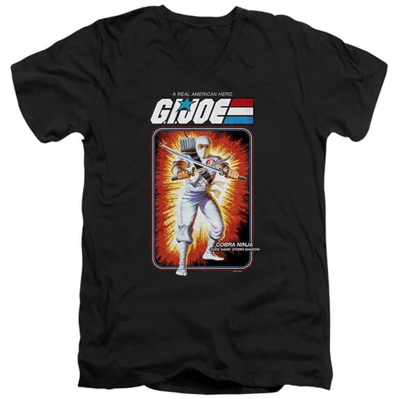 Trevco HBRO912-AV-1 G.I. Joe & Storm Shadow Card Short Sleeve Adult V-Neck 30-1 T-Shirt, Black - Small