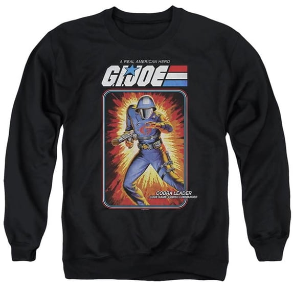 Trevco HBRO914-AS-5 G.I. Joe & Cobra Commander Card-Adult Crewneck Sweatshirt, Black - 2X