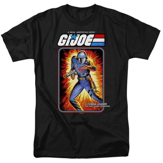 Trevco HBRO914-AT-5 G.I. Joe & Cobra Commander Card Short Sleeve Adult 18-1 T-Shirt, Black - 2X