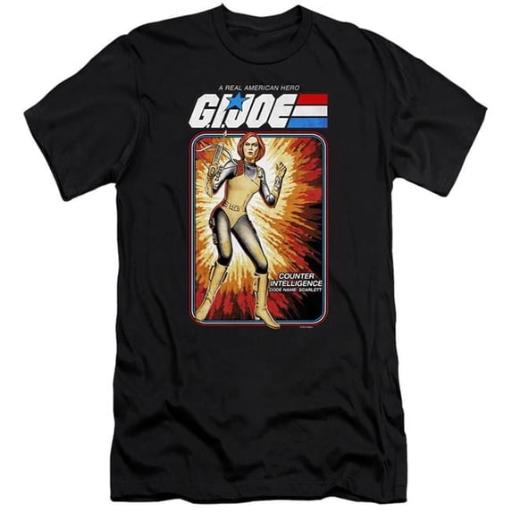 Trevco HBRO915-PSF-1 G.I. Joe & Scarlett Card-HBO Short Sleeve Adult 30-1 T-Shirt, Black - Small