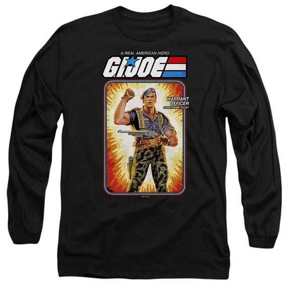 Trevco HBRO917-AL-6 G.I. Joe & Flint Card-Long Sleeve Adult 18-1 T-Shirt, Black - 3X