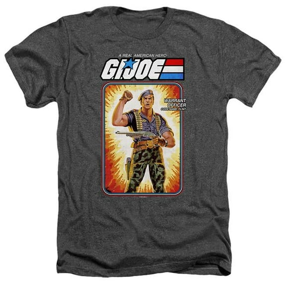 Trevco HBRO917-HA-2 G.I. Joe & Flint Card-Adult Heather T-Shirt, Black - Medium