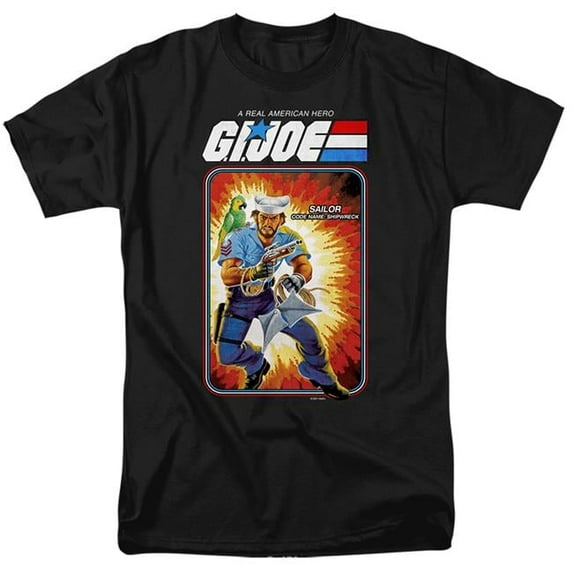 Trevco HBRO920-AT-3 G.I. Joe & Shipwreck Card Short Sleeve Adult 18-1 T-Shirt, Black - Large