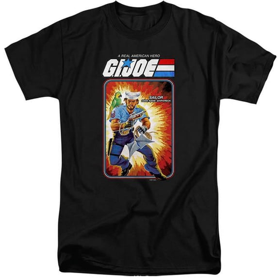 Trevco HBRO920-ATT-6 G.I. Joe & Shipwreck Card Short Sleeve Adult Tall 18-1 T-Shirt, Black - 3X