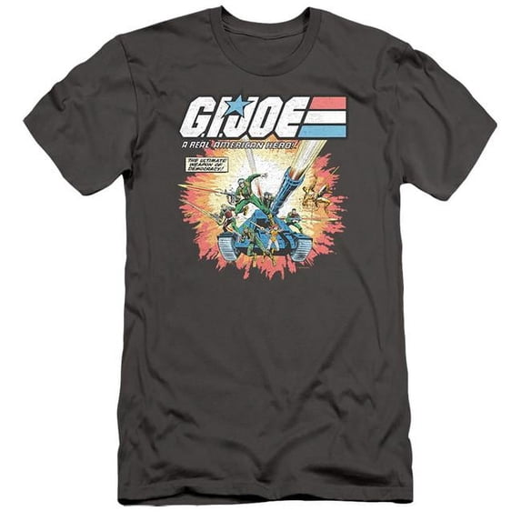 Trevco HBRO927-SF-5 G.I. Joe & Real American Hero Short Sleeve Adult 30-1 T-Shirt, Charcoal - 2X
