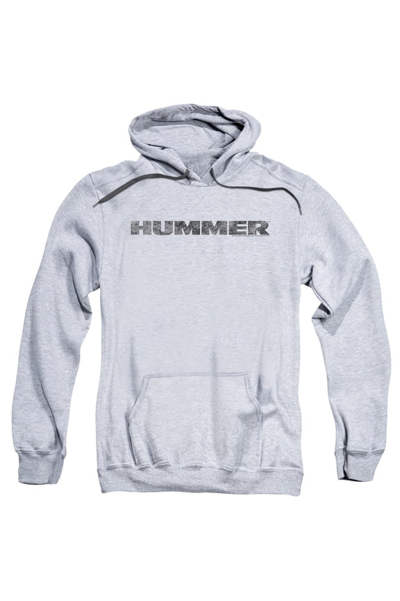 HMR100-AFTH-3 Hummer & Distressed Hummer Logo-Adult Pull-Over Hoodie, Athletic Heather - Large