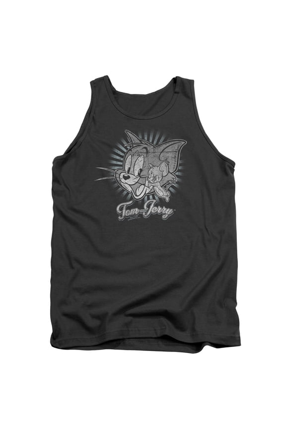 HNB111-TK-3 Tom & Jerry Classic Pals Tank T-Shirt for Adult, Charcoal - Large