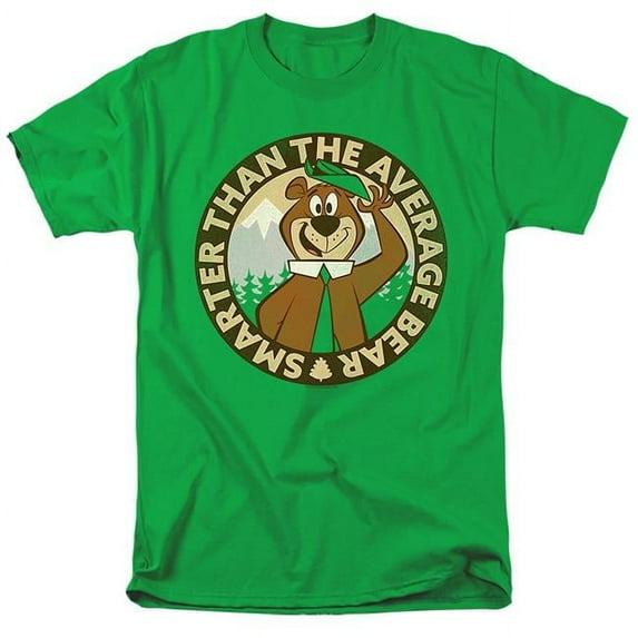 Trevco HNB170-AT-2 Yogi Bear & Smarter Than Average Short Sleeve Adult 18-1 T-Shirt, Kelly Green - Medium