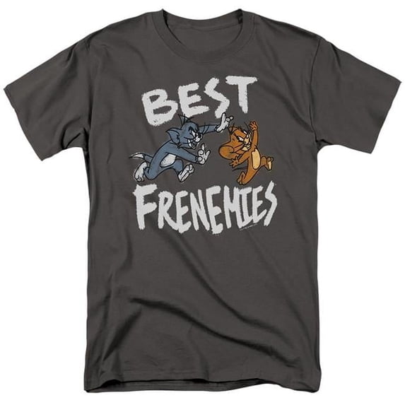 Trevco HNB316-AT-4 Tom & Jerry Movie & Best Frenemies Short Sleeve Adult 18-1 T-Shirt, Charcoal - Extra Large