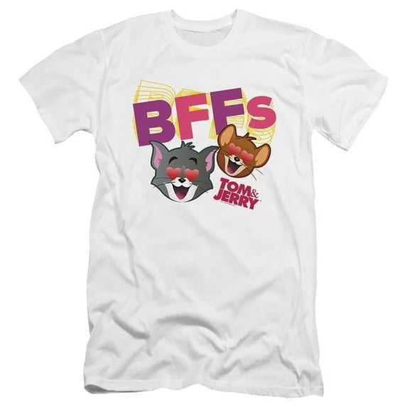 Trevco HNB323-PSF-4 Tom & Jerry Movie & Bffs-HBO Short Sleeve Adult 30-1 T-Shirt, White - Extra Large