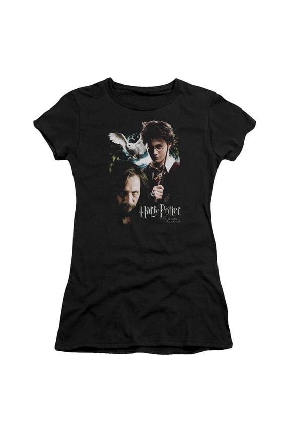 HP3001-JS-2 Harry Potter & Harry, Sirius Short Sleeve Junior Sheer T-Shirt, Black - Medium