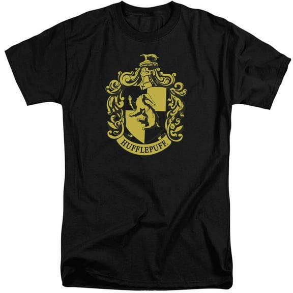 Trevco HP8038-ATT-4 Harry Potter & Hufflepuff Crest Short Sleeve Adult Tall 18-1 T-Shirt, Black - Extra Large