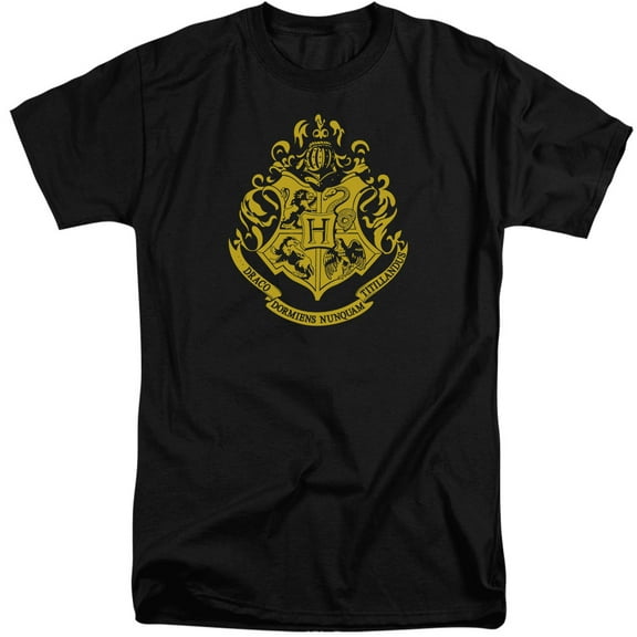 Trevco HP8041-ATT-4 Harry Potter & Hogwarts Crest-Short Sleeve Adult Tall 18-1 T-Shirt, Black - Extra Large