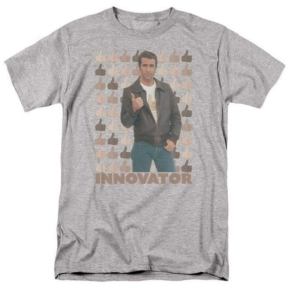 Trevco CBS2397-AT-5 Happy Days & Innovator Short Sleeve Adult Cotton 18-1 T-Shirt, Athletic Heather - 2X