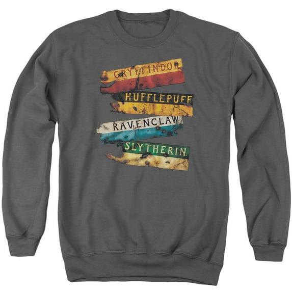 Trevco HP8002-AS-4 Harry Potter & Burnt Banners Adult Crewneck Sweatshirt, Charcoal - Extra Large