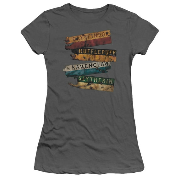 Trevco Harry Potter & Burnt Banners Short Sleeve Junior Sheer T-Shirt, Charcoal - Extra Large