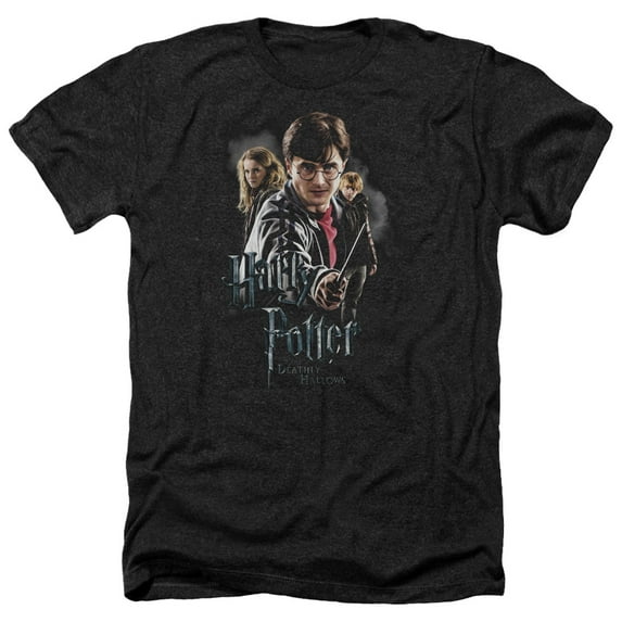 Trevco HP7002-HA-4 Harry Potter & Deathly Hollows Cast Adult Heather T-shirt, Black - Extra Large