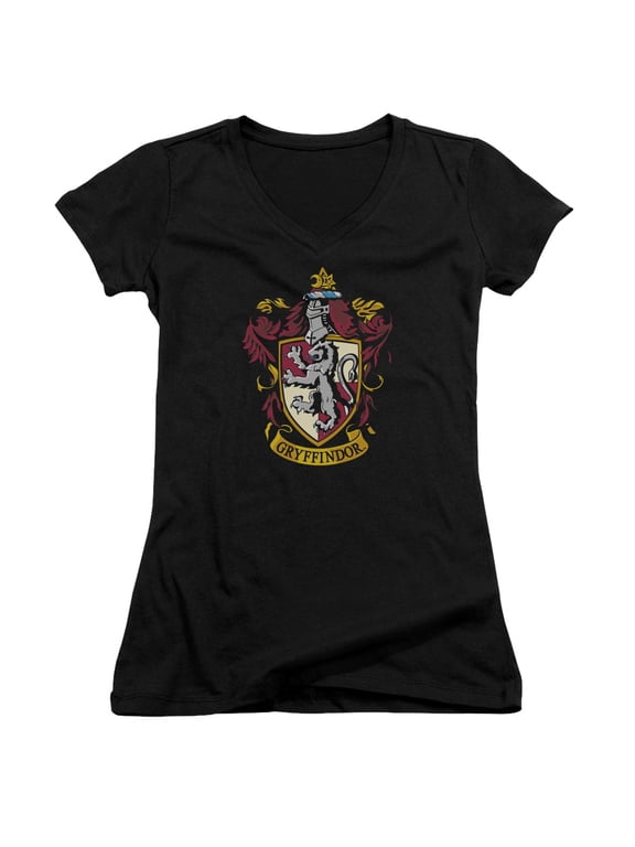 juniors: harry potter- gryffindor crest v-neck juniors (slim) t-shirt size s