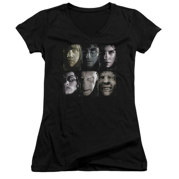 Trevco Harry Potter & Horizontal Heads Junior V-Neck T-Shirt, Black - 2X