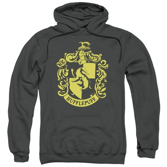 Trevco HP8038C-AFTH-3 Harry Potter & Hufflepuff Crest Adult Pull Over Hoodie, Charcoal - Large