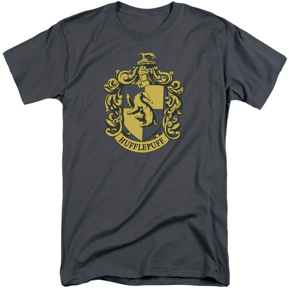Trevco Harry Potter & Hufflepuff Crest Short Sleeve Adult Tall 18-1 T-Shirt, Charcoal - Extra Large